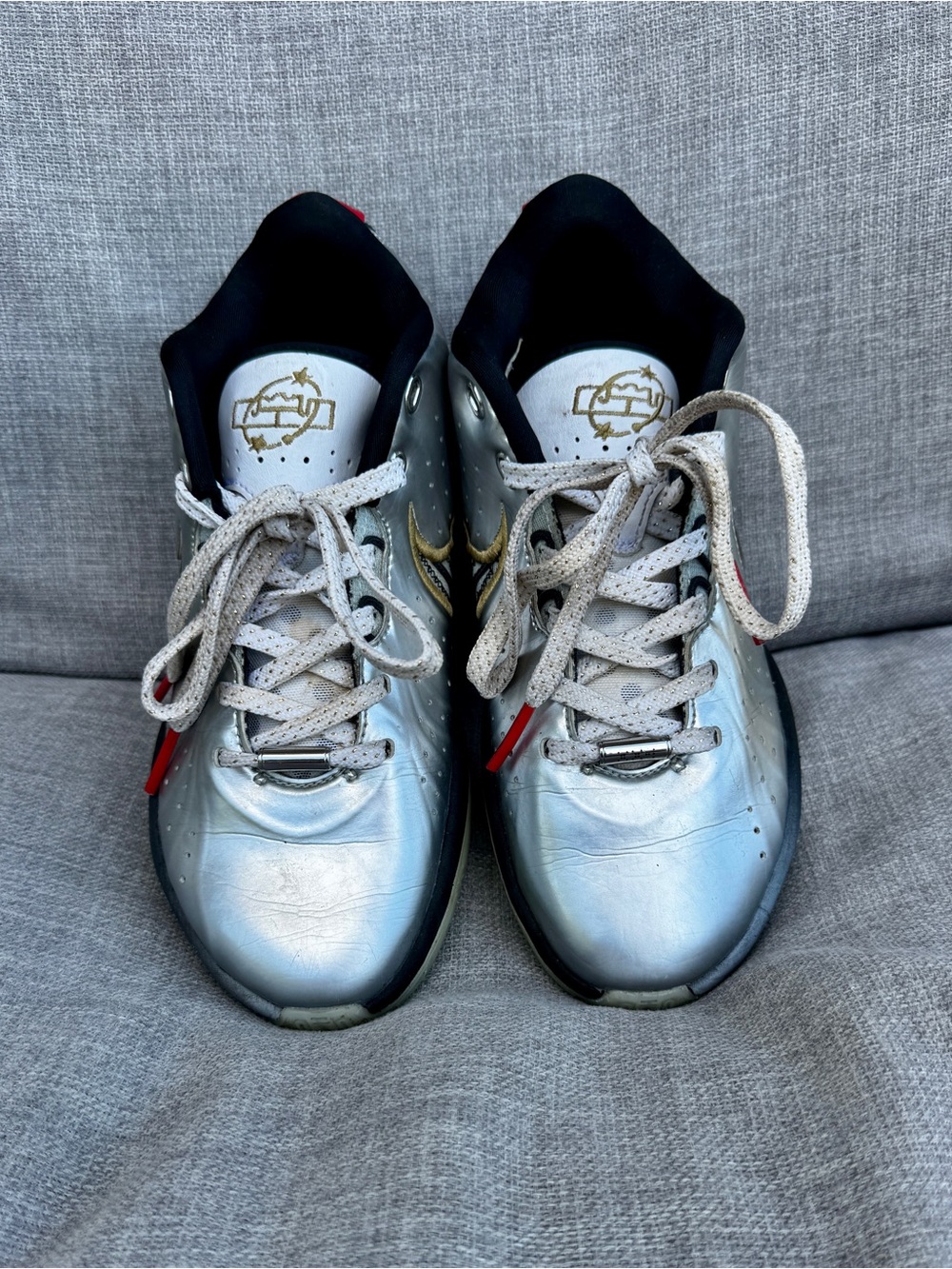 Nike LeBron 21 XXI SE All-Star Metallic Silver Gold GS Basketball Shoes 4Y
